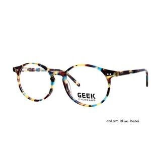 Geek Eyewear Game On 3 Round Blue Demi Tortoise Shell Eyeglass Frames 48-18-140
